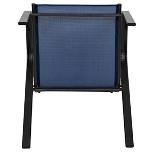 EMMA + OLIVER 5 Pack Navy Outdoor Stack Chair with Flex Comfort Material - Patio Stack Chair