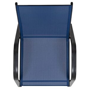 EMMA + OLIVER 5 Pack Navy Outdoor Stack Chair with Flex Comfort Material - Patio Stack Chair