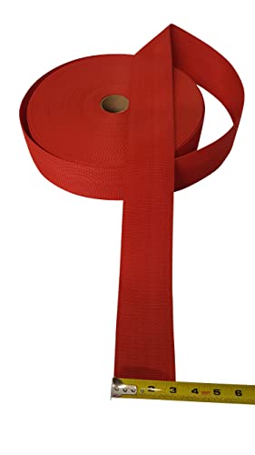 3 Inch 40 Yards Heavy Polypropylene Webbing for General Use Made in USA. (Red)