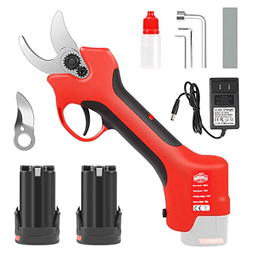 Professional Cordless Electric Pruning Shears, Backup Rechargeable 2.5Ah Lithium Battery×2 Powered Tree Branch Pruner, 30MM (1.2 Inch) Cutting Diameter