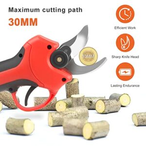 Professional Cordless Electric Pruning Shears, Backup Rechargeable 2.5Ah Lithium Battery×2 Powered Tree Branch Pruner, 30MM (1.2 Inch) Cutting Diameter