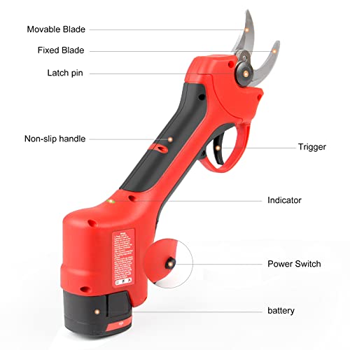 Professional Cordless Electric Pruning Shears, Backup Rechargeable 2.5Ah Lithium Battery×2 Powered Tree Branch Pruner, 30MM (1.2 Inch) Cutting Diameter