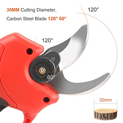 Professional Cordless Electric Pruning Shears, Backup Rechargeable 2.5Ah Lithium Battery×2 Powered Tree Branch Pruner, 30MM (1.2 Inch) Cutting Diameter