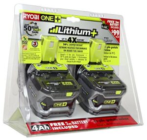 ryobi 18-volt one+ lithium-ion 4.0 ah high capacity battery (2-pack) p145
