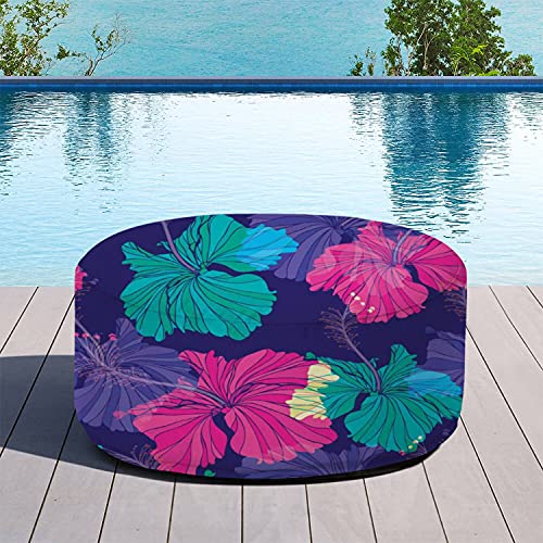 Inflatable Stool Pouf Indoor Outdoor Ottomans for Patio Trendy Hibiscus Seamless Pattern Stock Illustration Foot Rest for Adults Portable Bean Bag Floor Foot Stool Garden Yard