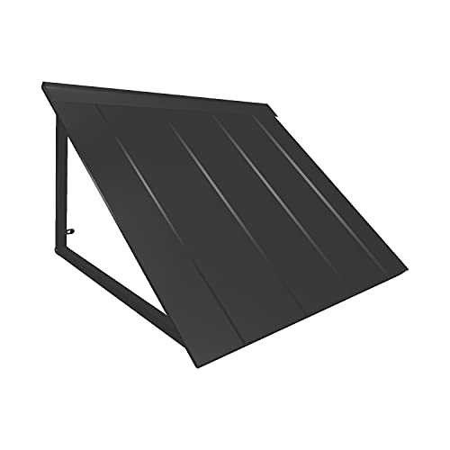 Awntech 3 ft. Houstonian Standing Seam Metal Door/Window Awning Fixed Outdoor Canopy 44 Inch W x 24 Inch Proj, Black