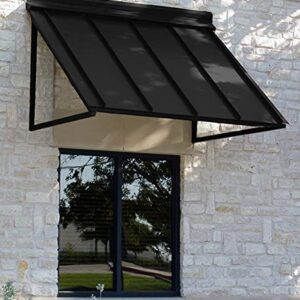 Awntech 3 ft. Houstonian Standing Seam Metal Door/Window Awning Fixed Outdoor Canopy 44 Inch W x 24 Inch Proj, Black