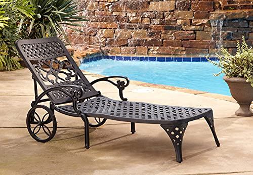 Homestyles 6654-83 Sanibel Outdoor Chaise Lounge, Black