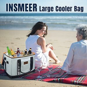 INSMEER Insulated Cooler Bag 65Cans/32 Cans Large Cooler Bag Soft Sided Cooler with Shoulder Strap, Collapsible Leakproof Portable Coolers for Camping/Beach/Food Delivery/Shopping/Outdoor/Picnic