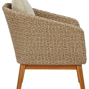 Signature Design by Ashley Outdoor Crystal Cave Patio Wicker Lounge Chair Set, 2 Count, Beige