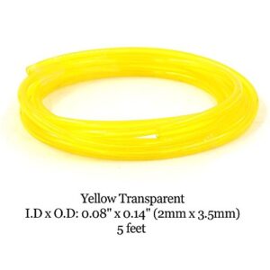 Hilitchi 20-Feet 4 Color Transparent Petrol Fuel Line Hose Lubricant of 4 Sizes Tubing for Weedeater Chainsaw Common 2 Cycle Small Engines