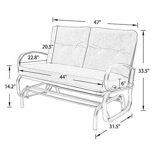 Iwicker Patio Glider Bench Swing Chair Outdoor Rocking Loveseat with Cushions (Navy Blue)