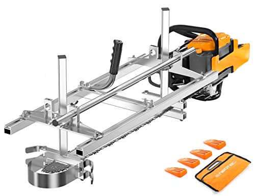 FARMMAC Chainsaw Mill,Portable Chainsaw Mill 36 Inches,Planking Milling Lumber For 14" - 36" Chainsaw Bar With 4 Pack 8'' Felling Wedges For Builders & Woodworkers