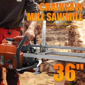 FARMMAC Chainsaw Mill,Portable Chainsaw Mill 36 Inches,Planking Milling Lumber For 14" - 36" Chainsaw Bar With 4 Pack 8'' Felling Wedges For Builders & Woodworkers