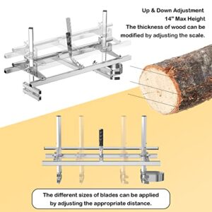 FARMMAC Chainsaw Mill,Portable Chainsaw Mill 36 Inches,Planking Milling Lumber For 14" - 36" Chainsaw Bar With 4 Pack 8'' Felling Wedges For Builders & Woodworkers