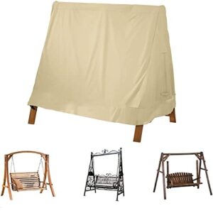 haohuo patio swing cover cloth a-frame covers waterproof 3 seat uv resistant weather protector for courtyard furniture replacement covers(bracket not included), beige, 72l x 67w x 55h inch