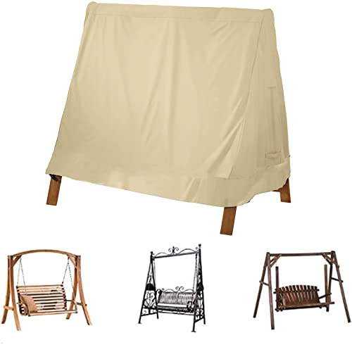 HAohuo Patio Swing Cover Cloth A-Frame Covers Waterproof 3 Seat UV Resistant Weather Protector for Courtyard Furniture Replacement Covers(Bracket not Included), Beige, 72L x 67W x 55H inch