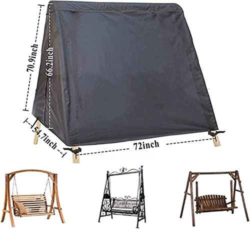 HAohuo Patio Swing Cover Cloth A-Frame Covers Waterproof 3 Seat UV Resistant Weather Protector for Courtyard Furniture Replacement Covers(Bracket not Included), Beige, 72L x 67W x 55H inch