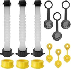 eonlion 3 pack gas can replacement spout kit, flexible pour nozzle with gasket, stopper caps, collar caps, stripe cap, for water jugs and old can