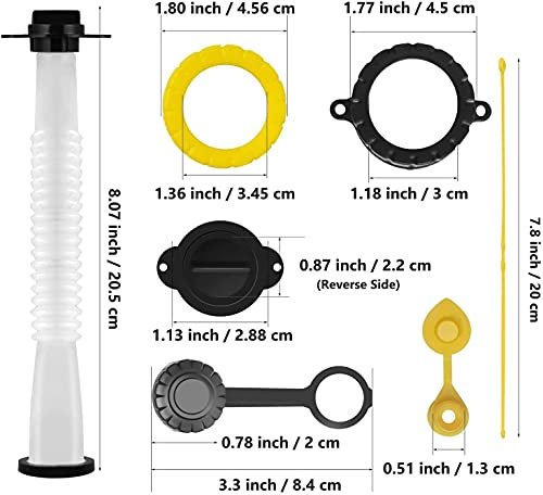 EONLION 3 Pack Gas Can Replacement Spout Kit, Flexible Pour Nozzle with Gasket, Stopper Caps, Collar Caps, Stripe Cap, for Water Jugs and Old Can