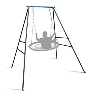 Swing Frame Outdoor Heavy Duty, 440 LBS Metal Porch Swing Stand for Kids and Adults, 73" Height Metal A-Frame Saucer Swing Stand for Backyard, Black