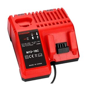 lalafo updated replacement milwaukee m12 m14 m18 multi-voltage battery charger, compatible with all milwaukee 12v 14.4v 18v lithium-ion xc battery, like m18 m12 m14 48-11-1850 48-11-1812.