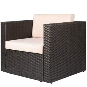 devoko patio furniture sofa sets outdoor all-weather sectional single sofa (beige)