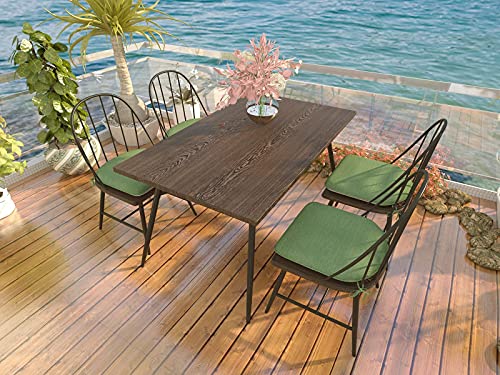 COZPLEN Indoor Outdoor Non Slip Chair Pad, U-Shaped Seat Cushions with Ties for Home Patio Dining Chairs, 14x14 inch, Set of 2,(Deep Green)