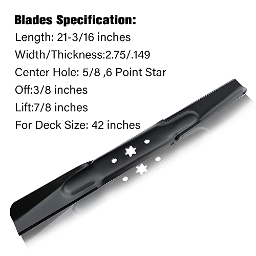 Grasscool 942-04308 Mower Blades for Troy Bilt Pony Bronco Mustang Zero Turn Cub Cade XT1 RZT42 42'' Deck Mower Replace for 942-04308A 742-04312 942-04312 Hi Lift