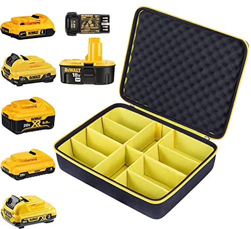 Khanka Hard Battery Storage Box Holder Carrying Case Replacement for Dewalt 8v/12v/18v/20v/60v Max XR Battery and Charger - Holds 20V 60V 2.0/3.0/4.0/5.0/6.0/9.0-Ah Battery, Charger (Case Only)