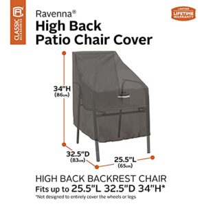 Classic Accessories Ravenna Water-Resistant 25.5 Inch High Back Patio Chair Cover, Outdoor Chair Covers