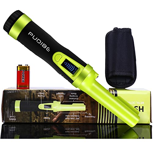 LCD Display Fully Waterproof Pinpoint Metal Detector Pinpointer - 360°Search Treasure Pinpointing Finder Probe for Adults and Kids HS10 Green with Belt Holster