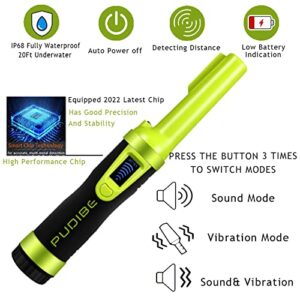 LCD Display Fully Waterproof Pinpoint Metal Detector Pinpointer - 360°Search Treasure Pinpointing Finder Probe for Adults and Kids HS10 Green with Belt Holster