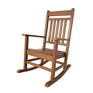 shine company 7632br berkshire plastic rocking chair | indoor/outdoor weatherproof resin porch rocker – brown