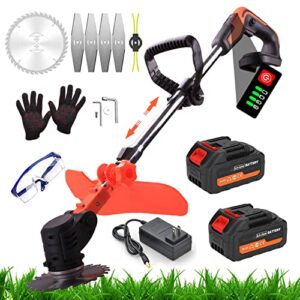 electric weed wacker cordless 36v 4.0 ah weed eater battery powered with 2 battery and charger brush cutter,lightweight trimmers edger lawn tool grass
