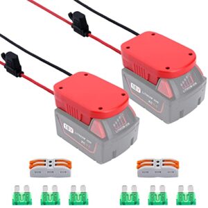 elefly 2 pack power wheels battery adapter compatible with milwaukee m18 battery with fuses & wire terminals, power adapter connector for diy rc car toys and robotics