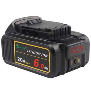waitley upgraded 20v 6.0ah lithium ion replacement battery compatible with dewalt dcb200 dcb204 dcb206 dcd/dcf/dcg series tools with led indicator