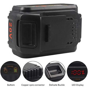 waitley Upgraded 20V 6.0Ah Lithium Ion Replacement Battery Compatible with DEWALT DCB200 DCB204 DCB206 DCD/DCF/DCG Series Tools with LED Indicator