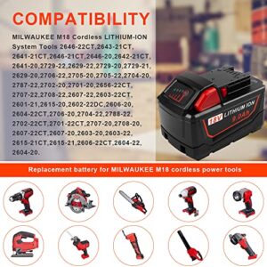 ARyee 2Pack 18V 9.0Ah Replacement for Milwaukee M18 Battery 48-11-1820 48-11-1840 48-11-1850 48-11-1828 48-11-1815 48-11-1860 48-11-1890 Cordless Power Tools Lithium Battery