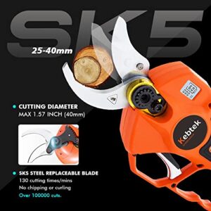 Kebtek® Professional 25V 40MM Electrc Pruning Shears & 16.8V 25MM Electric Pruner Branch Cutter with Brushless Motor