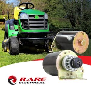 Rareelectrical New Cylinder Starter Motor Compatible With Briggs & Stratton 693551-14 Tooth, Craftsman Lawnmower Steel Flywheel, John Deere LG693551 - Briggs and Stratton Motors for Riding Mowers