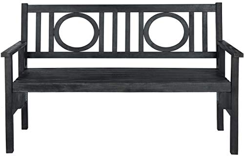 Safavieh PAT6714K Outdoor Collection Piedmont Grey Folding Bench, Dark Slate Gray
