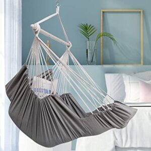 Miztli Hammock Chair Hanging Chair Swing with Foot Rest, Max 500 Lbs, Steel Spreader Bar with Anti-Slip Rings-2 Cushions Included-for Bedroom Indoor and Outdoor