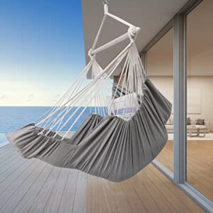 Miztli Hammock Chair Hanging Chair Swing with Foot Rest, Max 500 Lbs, Steel Spreader Bar with Anti-Slip Rings-2 Cushions Included-for Bedroom Indoor and Outdoor