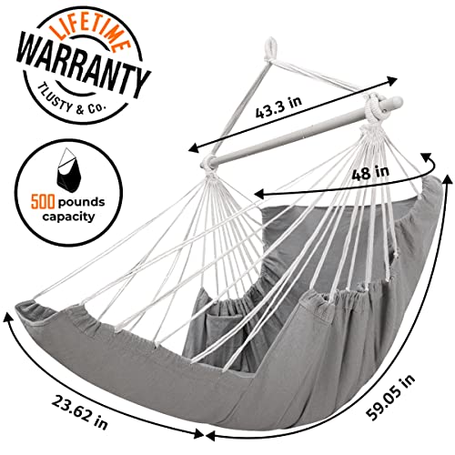 Miztli Hammock Chair Hanging Chair Swing with Foot Rest, Max 500 Lbs, Steel Spreader Bar with Anti-Slip Rings-2 Cushions Included-for Bedroom Indoor and Outdoor