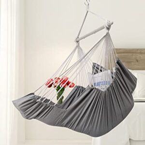 Miztli Hammock Chair Hanging Chair Swing with Foot Rest, Max 500 Lbs, Steel Spreader Bar with Anti-Slip Rings-2 Cushions Included-for Bedroom Indoor and Outdoor