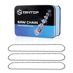 zentop 18-inch 3 pack chainsaw chain – 3/8″ lp pitch .050″ gauge 62 drive links wood cutting saw chain for chainsaw parts fits craftsman, echo, homelite, poulan, remington (18-inch 62dl)