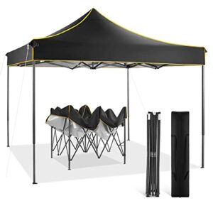 Alishebuy Canopy 10x10 Pop Up Canopy Tent, Outdoor Gazebo Shade Easy Up Vendor Tent Portable for Backyard,Patio,Parties, Black
