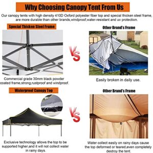 Alishebuy Canopy 10x10 Pop Up Canopy Tent, Outdoor Gazebo Shade Easy Up Vendor Tent Portable for Backyard,Patio,Parties, Black