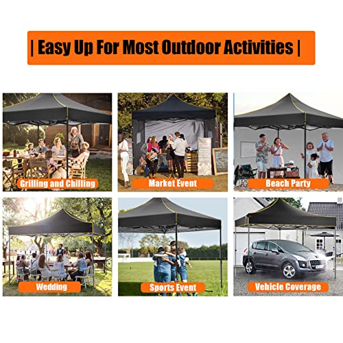 Alishebuy Canopy 10x10 Pop Up Canopy Tent, Outdoor Gazebo Shade Easy Up Vendor Tent Portable for Backyard,Patio,Parties, Black